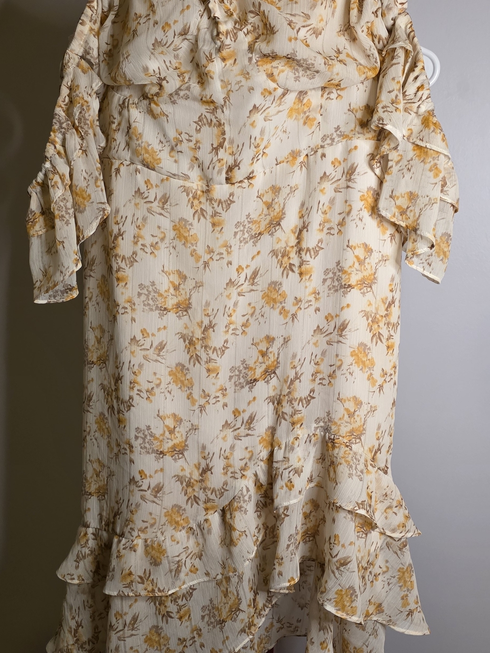 Cider Cream and Mustard Floral Off The Shoulder Dress Sz 2xl